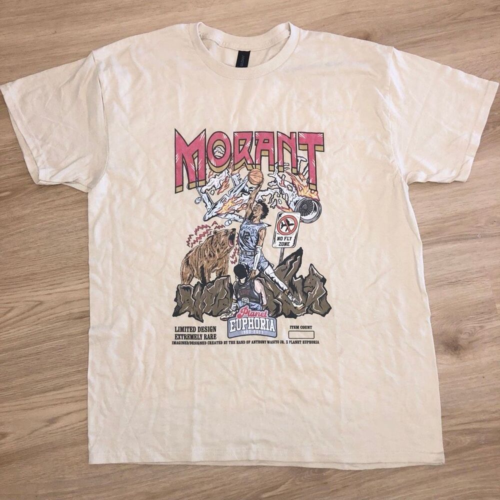JA MORANT RETRO GRAPHIC TEE T SHIRT MEMPHIS GRIZZLIES NEW W TAG MENS LARGE